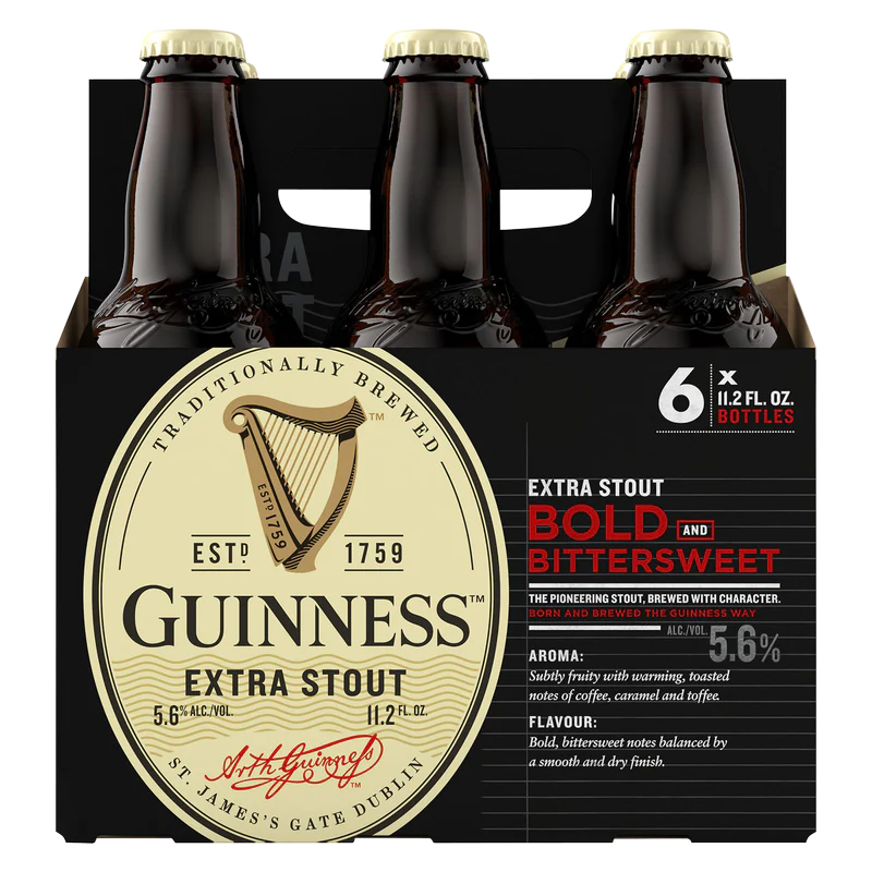 Guinness Extra Stout 6 Bottles (11.2oz)