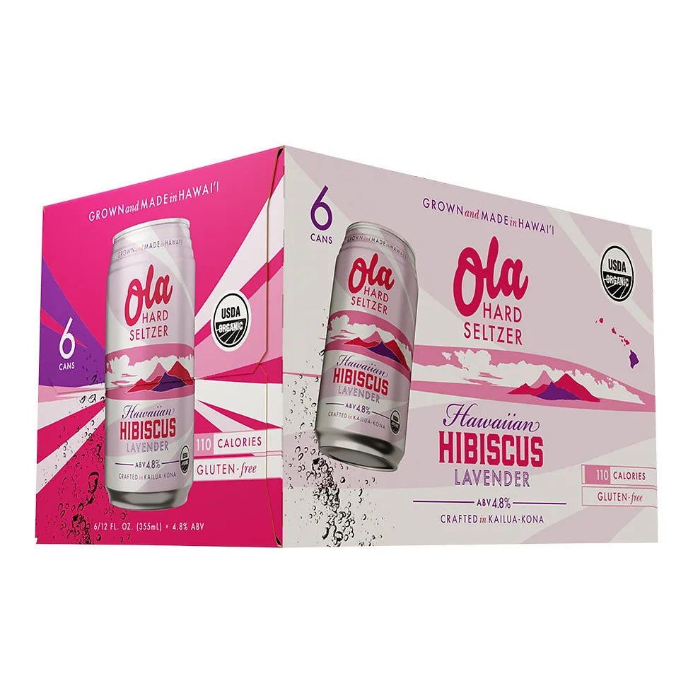 Ola Brew Hard Seltzer Hibiscus Lavender 6 Cans (12 oz)