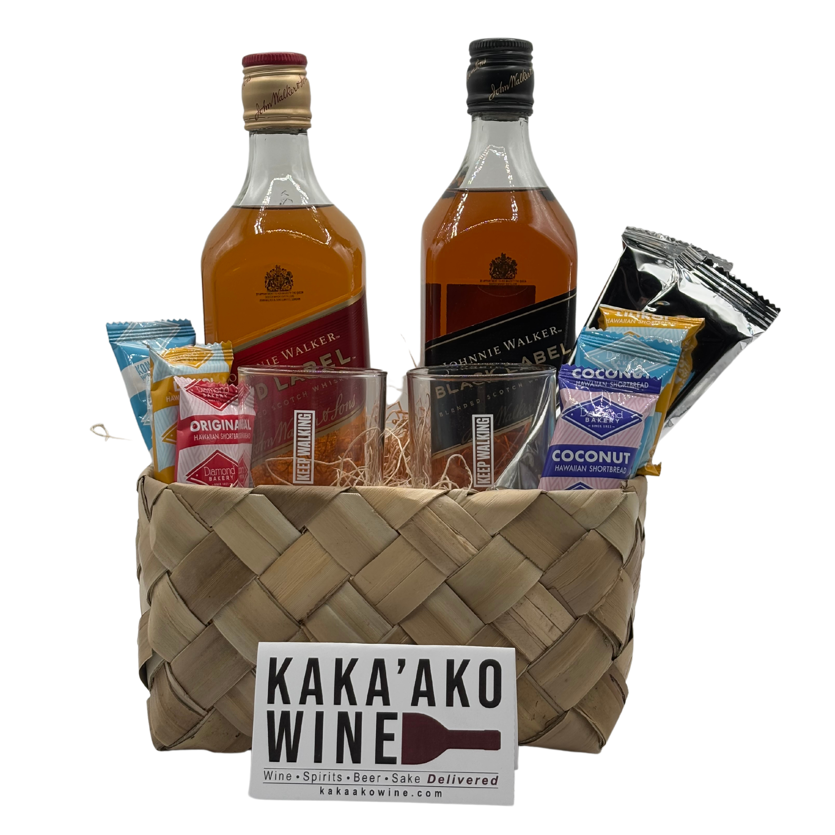 Johnnie Walker 'Keep Walking' Red and Black Gift Basket (2 bottles
