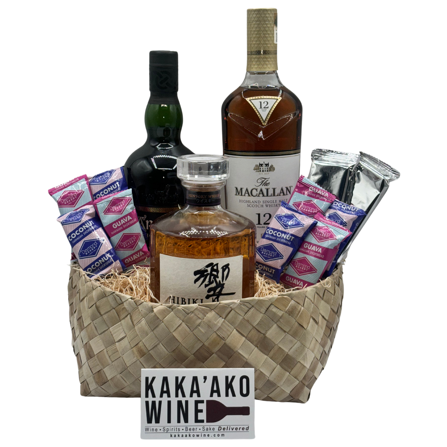 Premium Whiskey Trio Gift Basket (3 bottles)