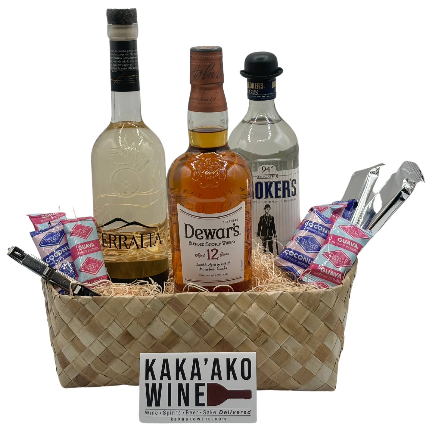 Hard Liquor Variety Gift Basket (3 bottles)