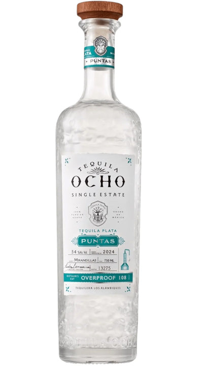 Tequila Ocho Single Estate Mirandillas Plata Puntas (750ml)