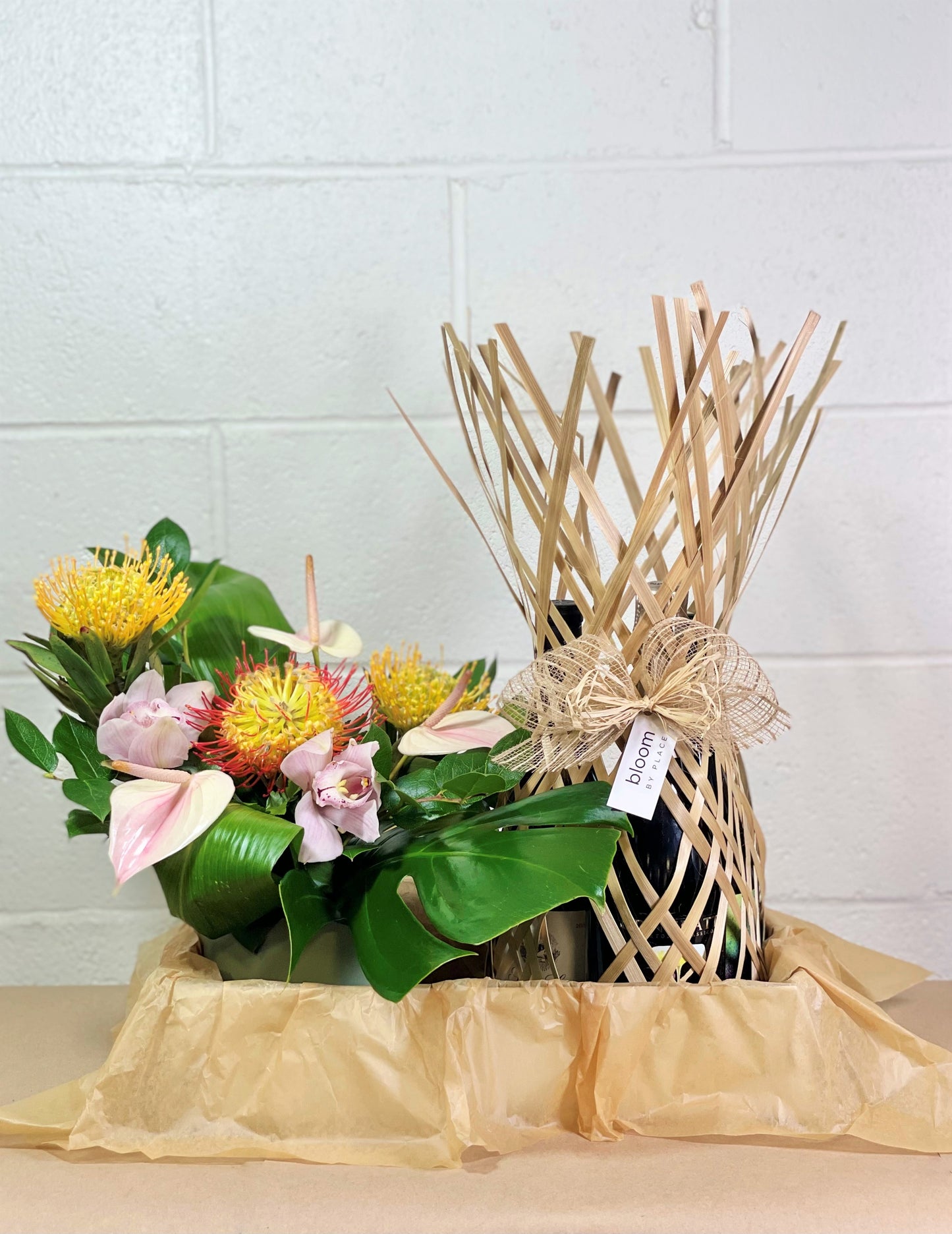 Mother's Day Flower Arrangement & 3 Bottles of Rose (Flowers by Bloom)