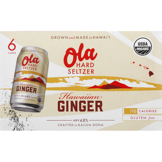 Ola Brew Hard Seltzer Hawaiian Ginger 6 Cans (12 oz)