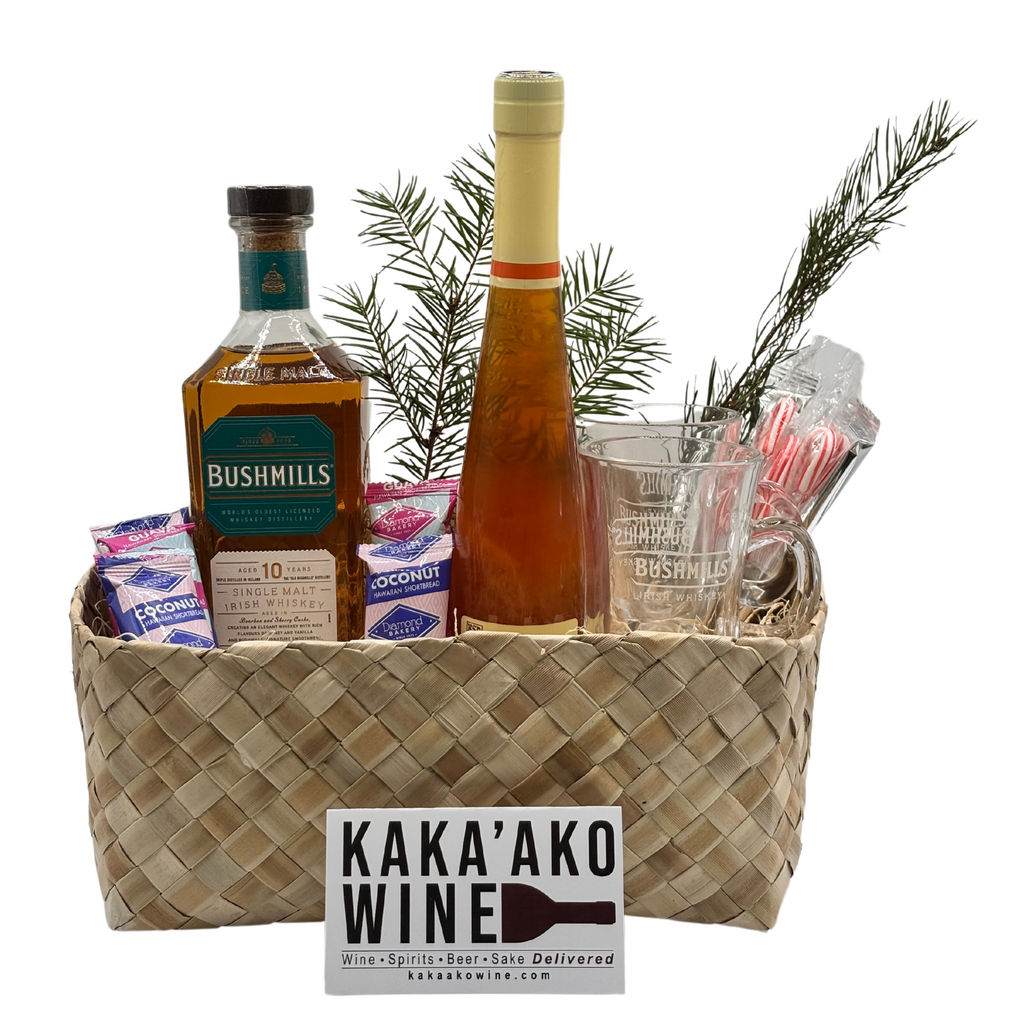 Dublin Hot Toddy Cocktail Kit Gift Basket (with glass mugs)