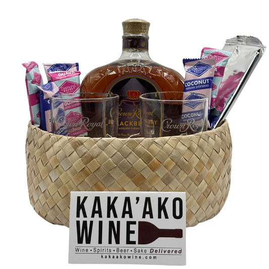 Crown Royal Blackberry with two Crown Royal rocks glasses Gift Basket