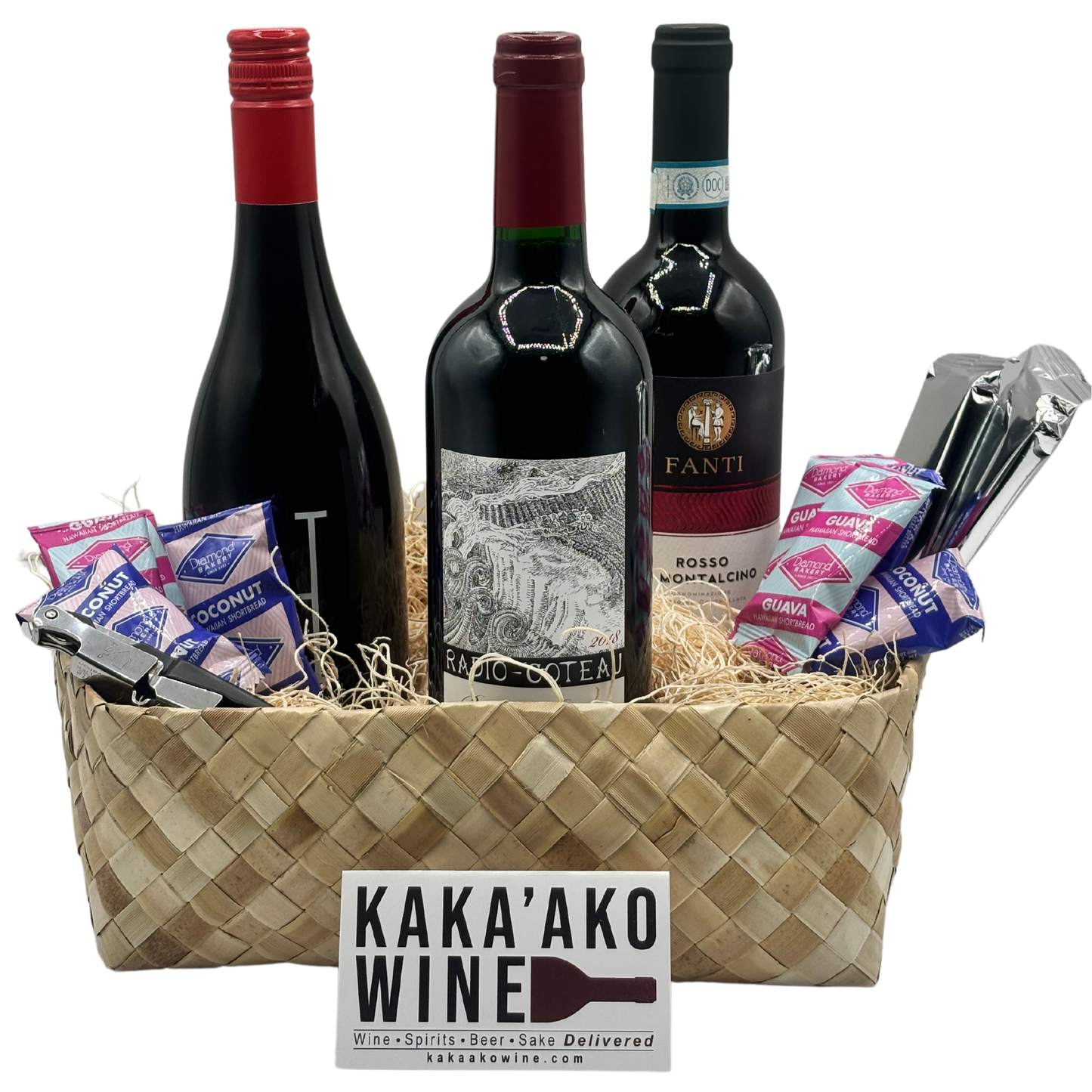 Red Wine Trio Gift Basket (3 bottles)