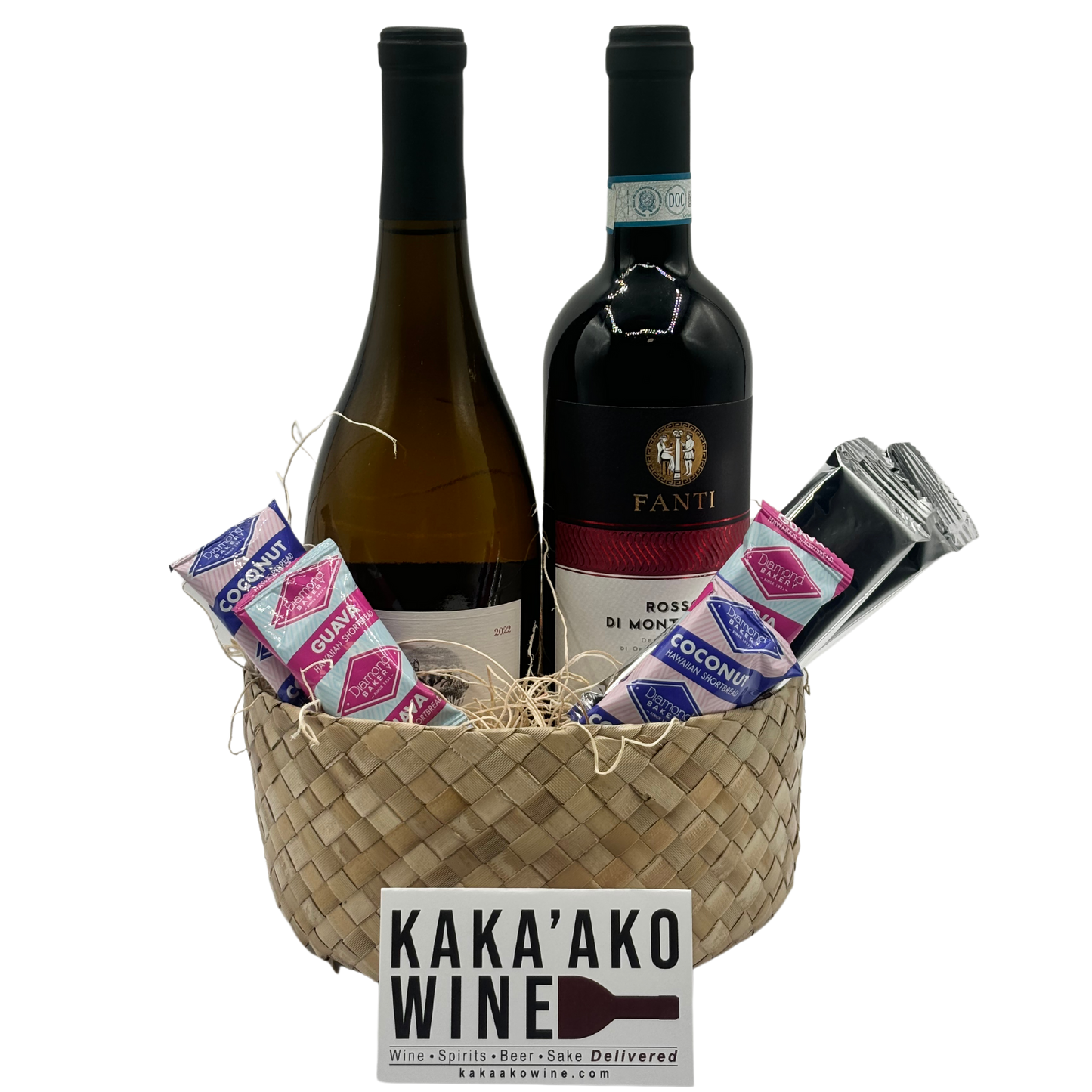 Red & White Gift Basket (2 bottles)