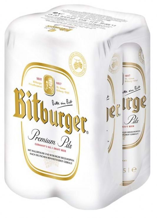 Bitburger Premium Pils (4 cans x 16.9 oz)